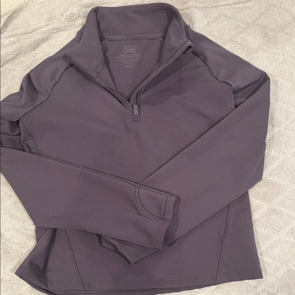 Athleta Girl Gray Icebreaker Half Zip Top - Picture 3 of 4